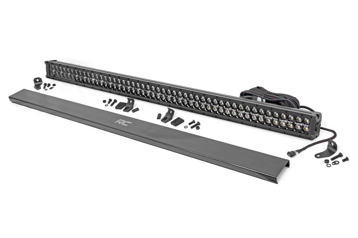 LED Light Bar - Rough Country - Dual Row | Amber DRL - Black